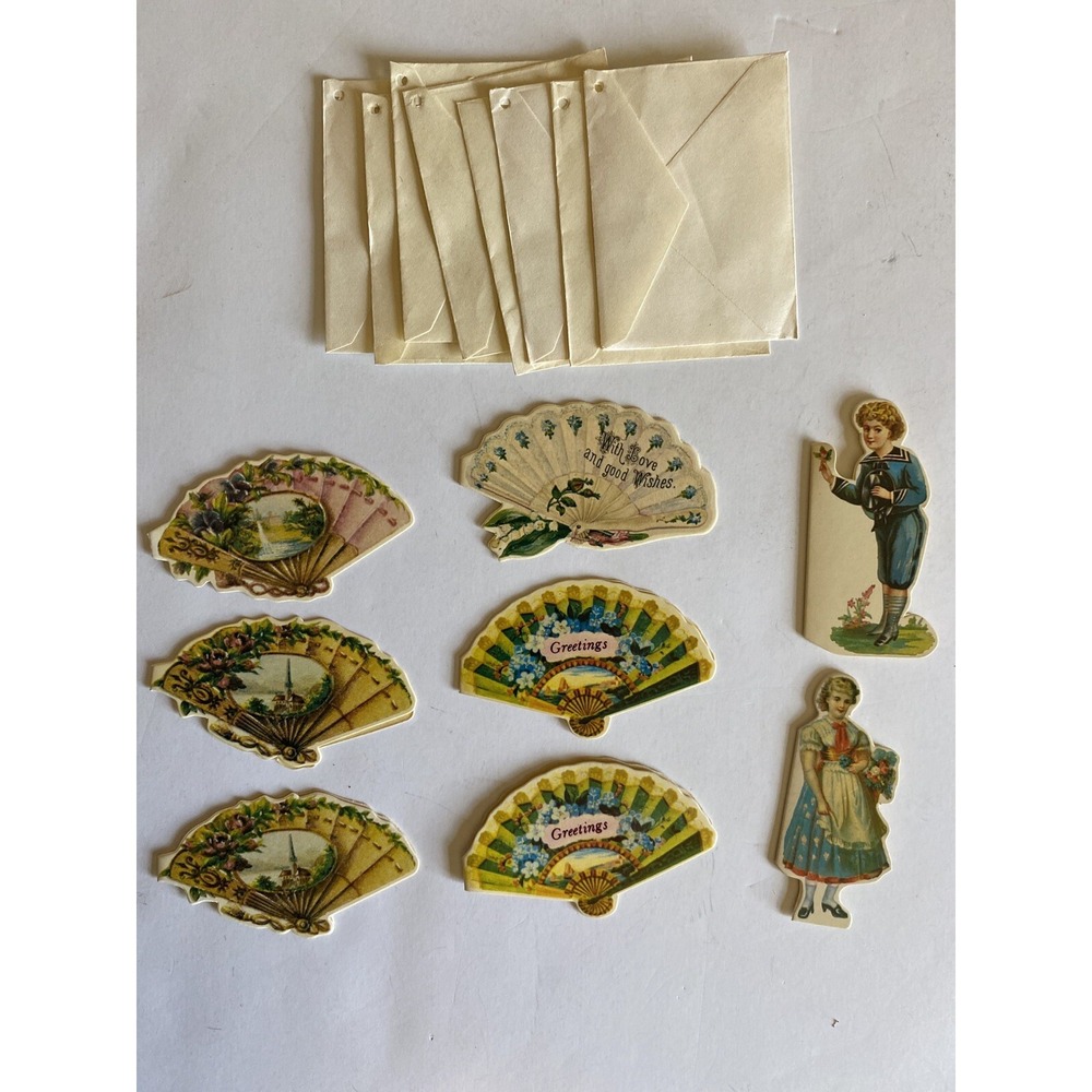 8 Old Fashioned Die-Cut Charming 3" Gift Tags w/envelopes 1980 Merrimack vintage
